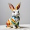 Porcelain figurines cute rabbit. Sculptures made of porcelain and earthenware. Miniature figurines made of ceramics