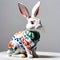 Porcelain figurines cute rabbit. Sculptures made of porcelain and earthenware. Miniature figurines made of ceramics