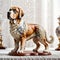 Porcelain figurines Dog. Sculptures made of porcelain and earthenware. Miniature figurines made of ceramics