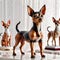 Porcelain figurines Dog. Sculptures made of porcelain and earthenware. Miniature figurines made of ceramics