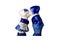 Porcelain figurines. Kissing boy and a girl in traditional Dutch