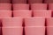 Porcelain flower pots in pink color. Photographed inside the store.