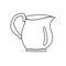 Porcelain jug, pitcher, coffee or tea creamer or milk pot, doodle style vector for coloring book