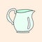 Porcelain jug, pitcher, coffee or tea creamer or milk pot with handle, doodle style flat vector