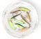Porcelain plate with plastic fishing lures