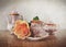 Porcelain tea set with retro vintage Instagram style effect