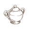 Porcelain teapot, container, for storage of loose sugar, sweet tea.