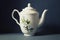 Porcelain teapot, white ceramic with color pattern for brewing tea