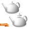 Porcelain teapots side view vector set. Realistic illustration of ceramic kettles with lids. Modern tableware crockery pot for tea