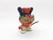 Porcellain Statue Of Masked Mouse Holding Magical Wand In White Isolation Back Ground 04