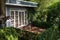 porch balcony verandah with sit up exercise equipment and plant decoration.