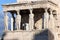 The Porch of the Caryatids in The Erechtheion an ancient Greek temple on the north side of the Acropolis of Athens, Greece