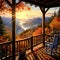 porch overlooking a great autumn landscape, where nature\\\'s vibrant colors paint a scenic and tranquil picture.