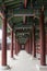 The porch between the pillars at Gyeonbokgung Palace, Seoul, South Korea