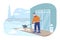 Porch snow clearing 2D vector isolated illustration