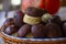 Porcini mushrooms in a basket , autumn mushroom harvest