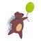 Porcupine with balloon icon, cartoon style
