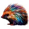 Porcupine in bright psychedelic pop art style isolated on white background