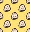 Porcupine or Hedgehog on Yellow Background. Vector Illustration