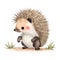 Porcupine illustration in doodle style. Cape porcupine drawn in a flat style. Isolated object on a white background. Hedgehog with