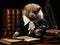 Porcupine lawyer with gavel and law book