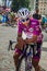 Pordenone, Italy May 27, 2017: Professional cyclist Fernando Gaviria Quick Step Team, in purple jersey, in first line.