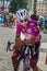 Pordenone, Italy May 27, 2017: Professional cyclist Fernando Gaviria Quick Step Team, in purple jersey, in first line.