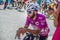 Pordenone, Italy May 27, 2017: Professional cyclist Fernando Gaviria Quick Step Team, in purple jersey, in first line