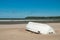 Pori, Finland - 27 June, 2019: Lifeboat on beautiful sandy beach Yyteri at summer, in Pori, Finland