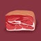 Pork, beef ham, gammon icon in flat style, fresh meat.