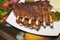 Pork beef ribs with spicy adjika sauce tasty dish