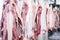 Pork Carcasses in butchery ready for processing