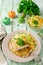 Pork chop in batter with vegetable salad