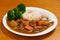 Pork Curry Rice on wooden background  Onsen tamago, Potato, enoki mushroom, onion, Japanese style