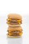 Pork hamburger or pork burger with cheese on white background