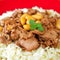 Pork meat with beans and rice