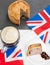 Pork pie and beer with flags