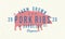 Pork Ribs logo. Pig silhouette. Vintage poster for restaurant, barbecue, steak house, bar. Vintage typography. Vector logo templat
