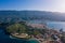 Poros Greece. Aerial top view photo. Sunny day in paradise.