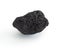 Porous black volcanic rock isolated on white background. Lava stone, pumice stone, or volcanic pumice with distinctive pores,
