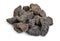 Porous black volcanic rock. Lava stone, pumice stone, or volcanic pumice with distinctive pores