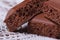 Porous chocolate macro closeup
