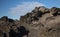 Porous lava volcanic rock around around Playa de la Concha beach