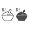 Porridge line and glyph icon. Hot dish vector illustration isolated on white. Cereal outline style design, designed for