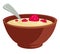 Porridge with milk and raspberry and spoon vector