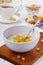Porridge with raisin in a bowl