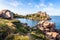 Pors Rolland creek on the Pink Granite Coast in northern Brittany, France