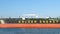PORT ARANSAS, TX - 14 FEB 2023: Oil Tanker Ship sails closeup