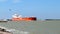 PORT ARANSAS, TX - 21 FEB 2020: The HELSINKI, a Crude Oil Tanker Ship.