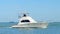 PORT ARANSAS, TX - 29 FEB 2020: Beautiful white yacht boat sails on water